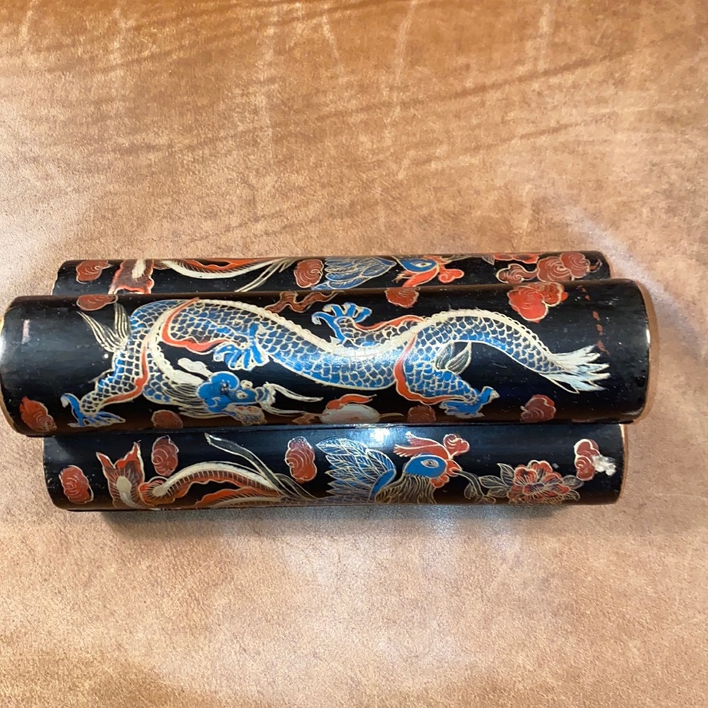 Circa 1900’s Chinese Lacquered Dragon Trinket or Pen Box